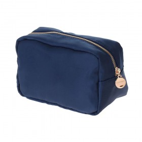 Nylon Cosmetic Bag with Gold Plating Metal Zipper and Pulle r - Navy Blue Colorr  - BG-HM1012NV